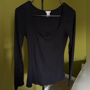 Bozzolo Square Neck Black Long Sleeve Top size Medium